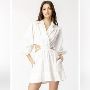 Bardot Arden Mini Poplin Cut Out Dress In Orchid White